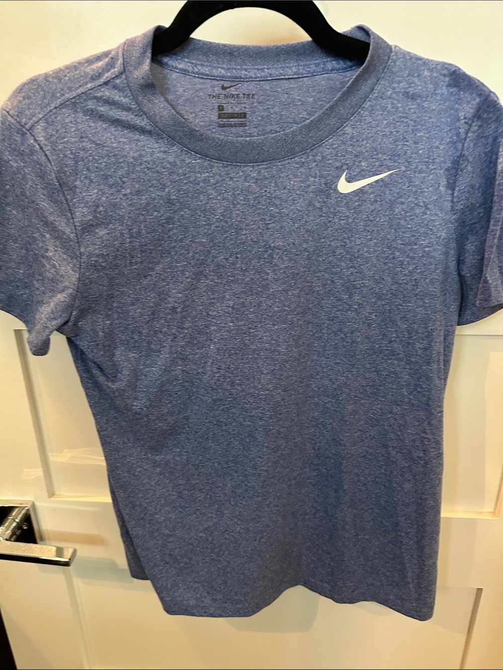 Nike Heather Blue Short Sleeve Crewneck Tee with White Swoosh